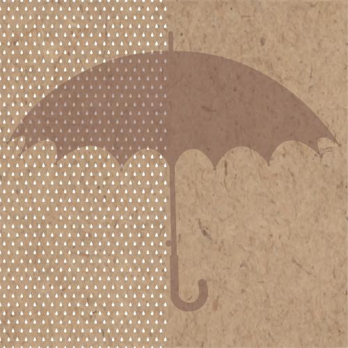 Drop. Vector silhouette of an umbrella, raindrops on craft