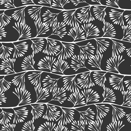 Illustration white silhouettes of plants on black