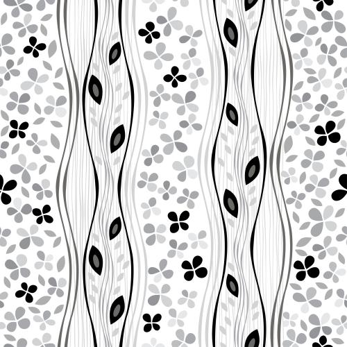 Vector image abstract flowers and leaves wavy stripes and lines on white