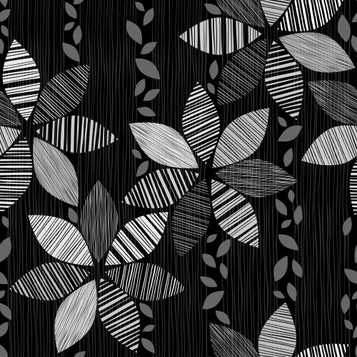 Vector image abstract flowers with striped petals leaves vertical stripes on black