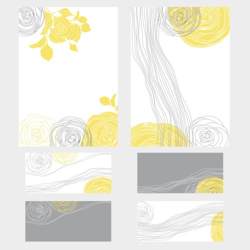 Rose. Vector templates for postcards and business cards with stylized roses and a place for text