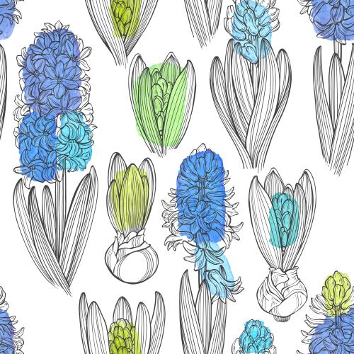 Hyacinth. Vector multicolored watercolor spots on white