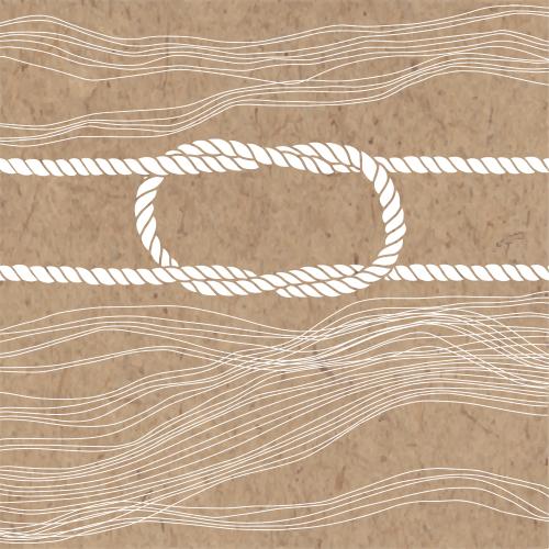 Vector image sea knot, wavy lines on kraft