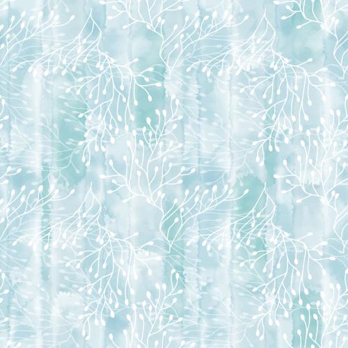 Vector image abstract plants, white silhouettes on a blue watercolor