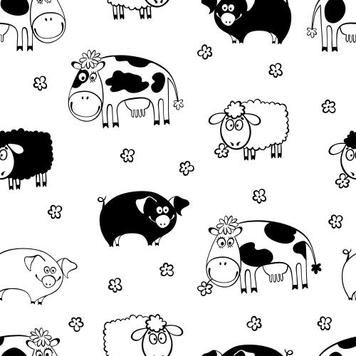 Vector image cartoon cows pigs and sheep on white