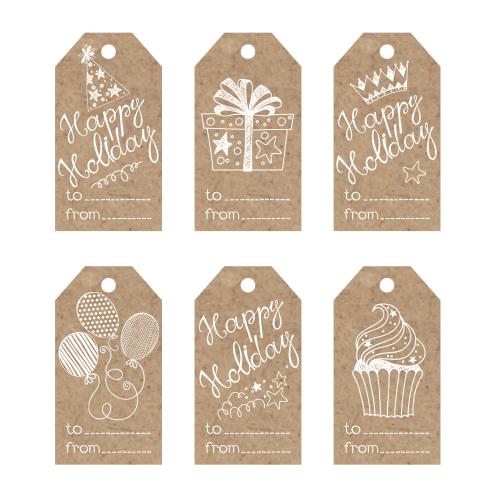 Dessert. Vector craft tags with holiday symbols