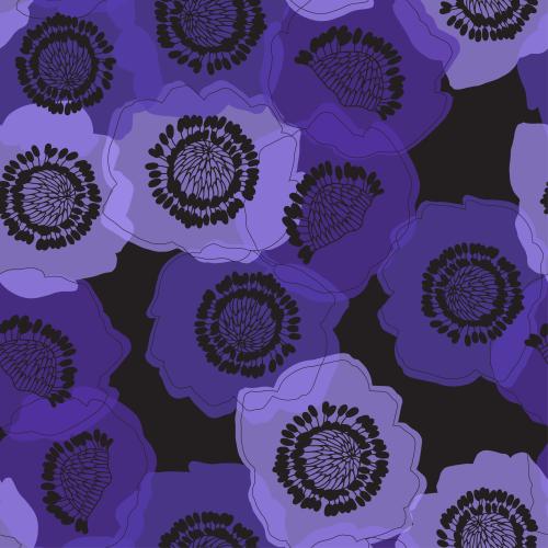 Anemone. Vector anemones colorful silhouettes on black