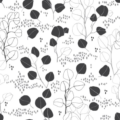 Eucalyptus. Vector monochrome twigs and leaves of eucalyptus, decorative elements on white