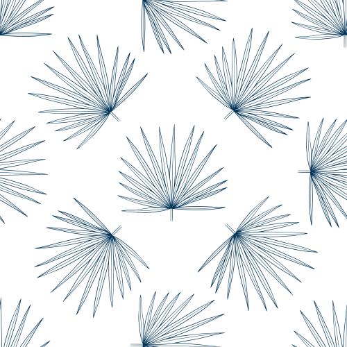 Illustration palm leaves, blue outlines on white