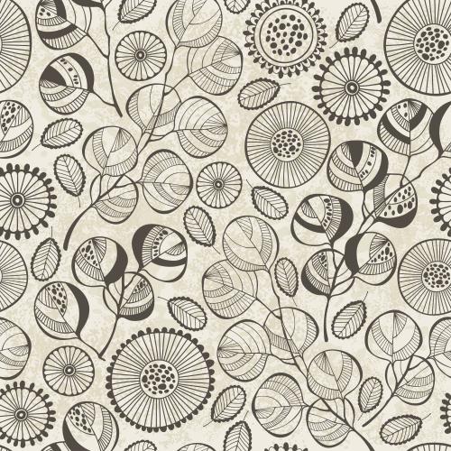Eucalyptus. Vector stylized eucalyptus branches, abstract flowers on a textured light
