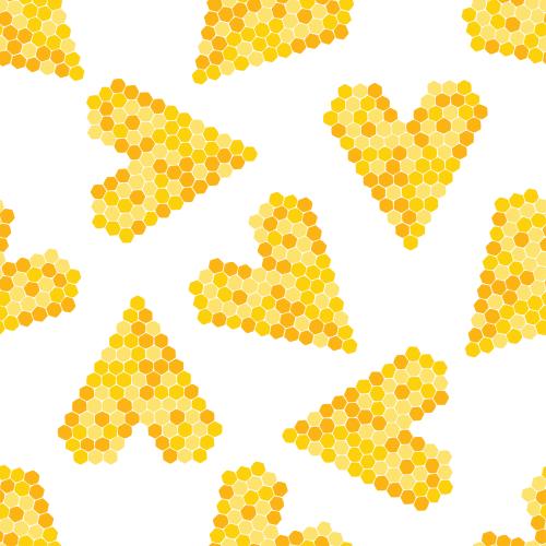 Honeycombs. Vector honeycomb hearts on white