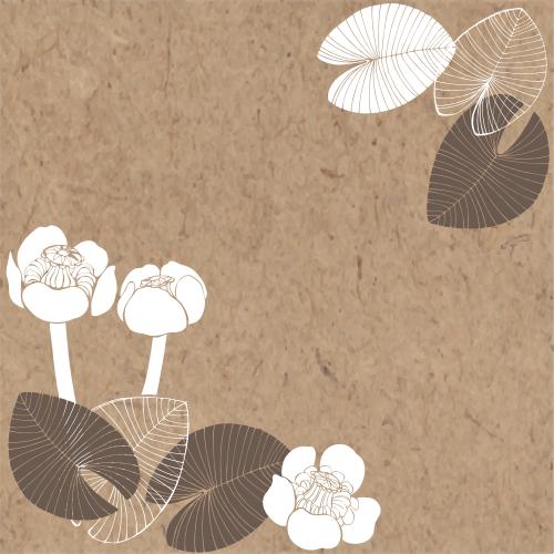 Water lily. Vector water lilies, text area on craft paper, corner composition