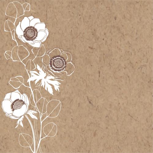 Anemone. Vector anemones and eucalyptus branches, place for text on craft