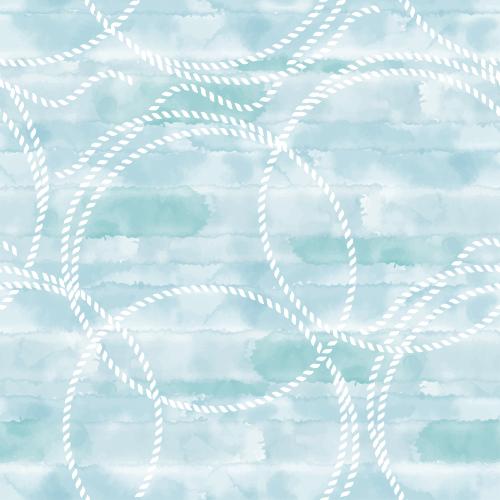Sea rope. Vector Pattern sea rope rings on blue watercolor