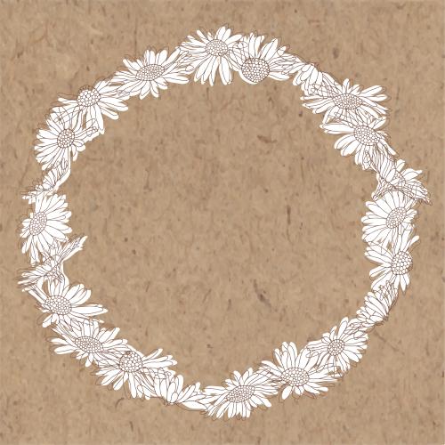 Vector image daisies round frame on craft