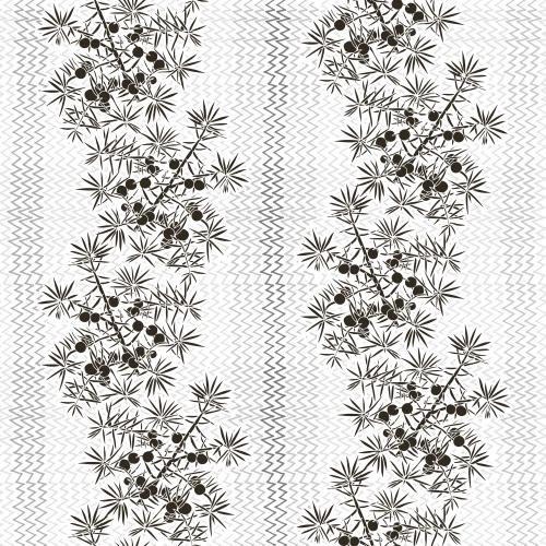 Berry. Vector juniper with berries, black silhouettes on a monochrome textured