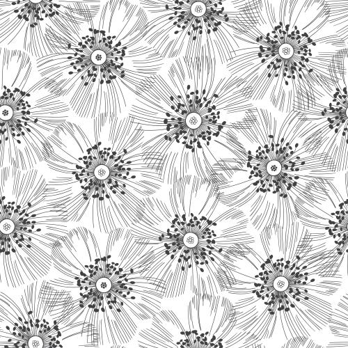 Illustration decorative flowers with stamens on white