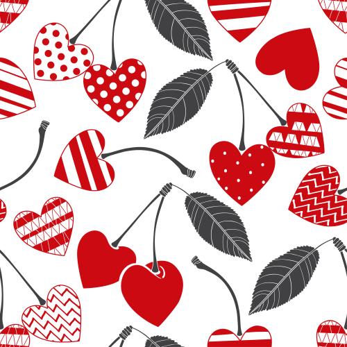 Valentine. Vector heart-shaped cherries on white
