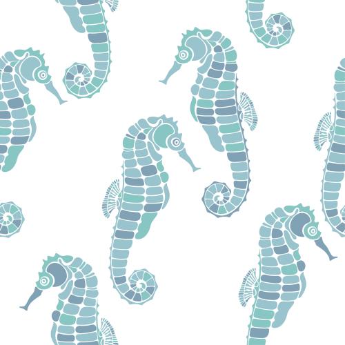 Illustration sea horses on white