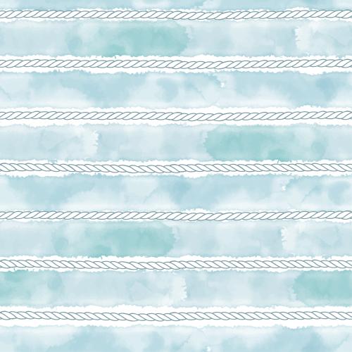Illustration sea ropes and blue watercolor stripes