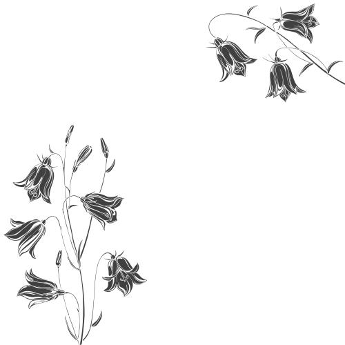 Illustration bells black silhouettes space for text on white corner composition