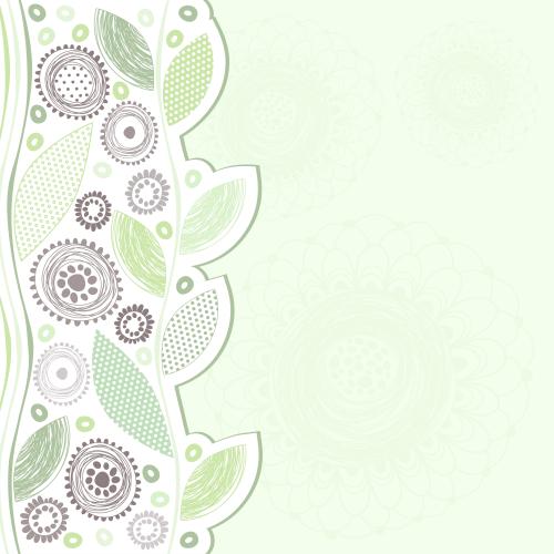 Illustration decorative composition with abstract flowers leaves on green and space for text