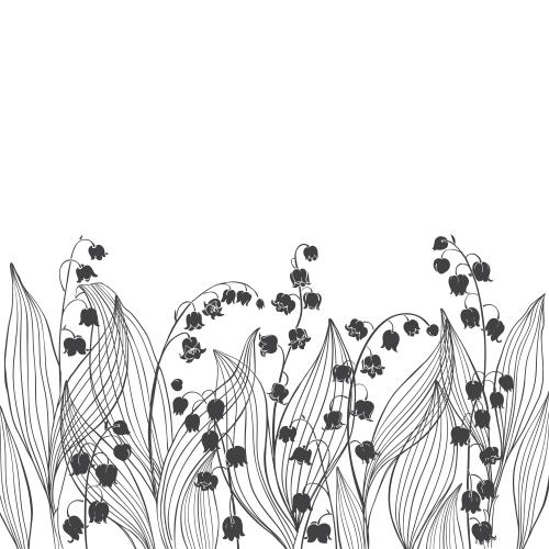 Lily-of-the-valley. Vector lilies black silhouettes space for text on white