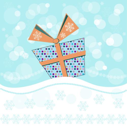 Vector image gift in a snowdrift