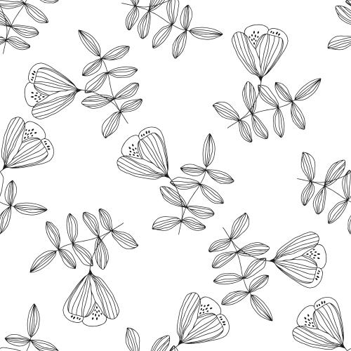 Vector image decorative flowers on white in doodle style