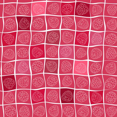 Checkered. Vector raspberries on checkered pink