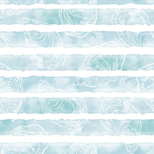 Oyster. Vector oysters white outlines blue watercolor stripes on white