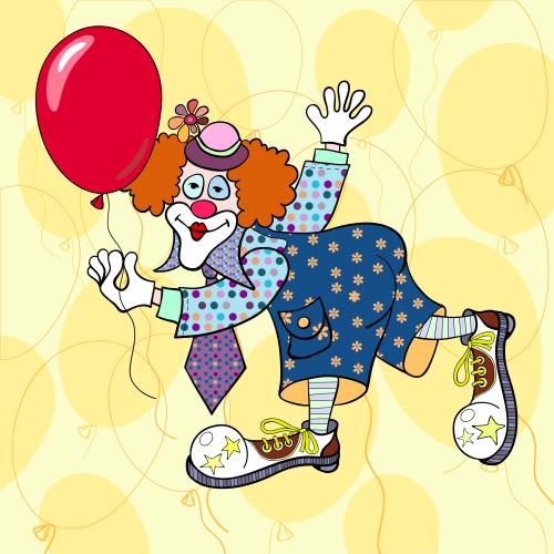 Gift. Vector clown and air balloons