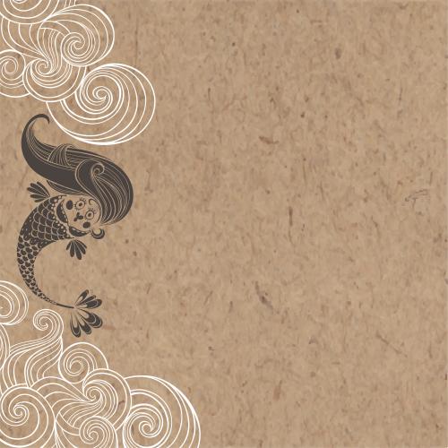 Mermaid. Vector cartoon mermaid, waves, space for text on craft
