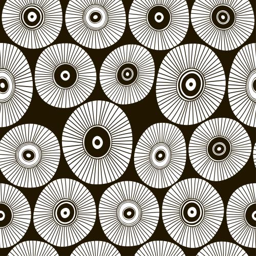Oval. Vector white silhouettes of abstract flowers on black