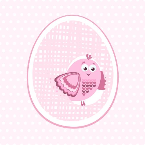 Egg. Vector bird hatching from an egg cartoon image in pink tones