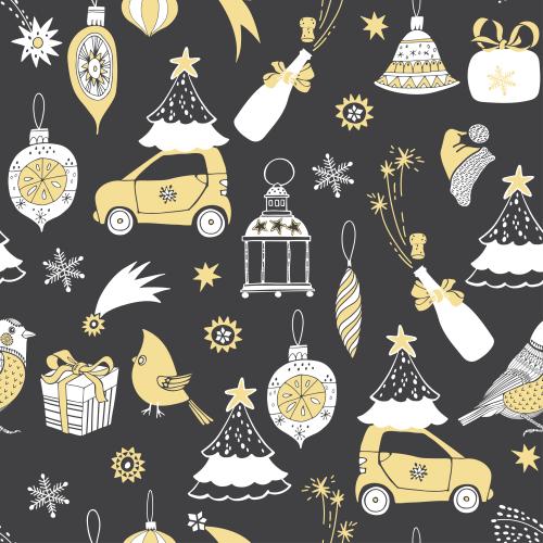 Bow. Vector symbols of winter holidays, cartoon images on dark