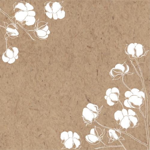 Cotton. Vector cotton, white images, corner composition with text area on craft