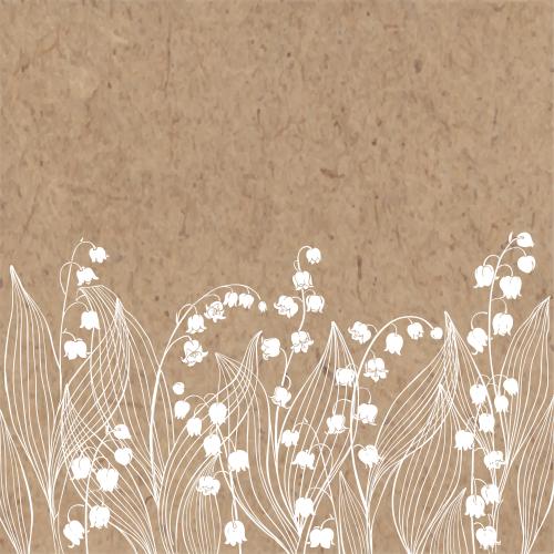 Illustration lily of the valley white silhouettes space for text on craft