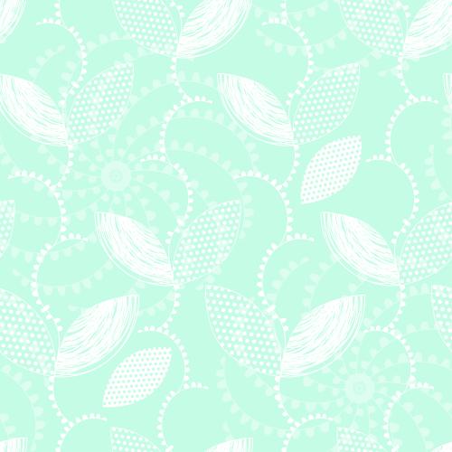 Illustration white abstract leaves and flowers on turquoise