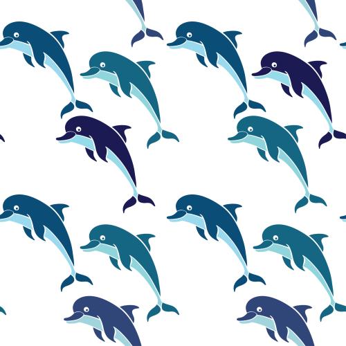 Dolphin. Vector cute multicolored dolphins on white