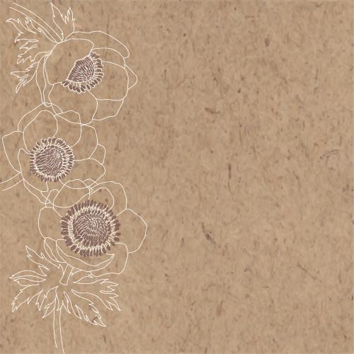 Anemone. Vector anemones flower contours text space on craft
