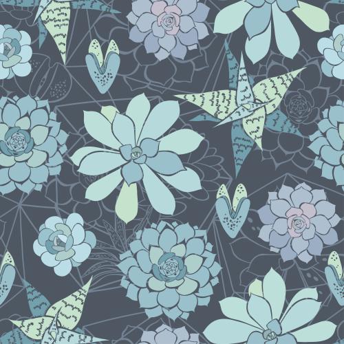 Vector image succulents, colorful silhouettes and contours on gray
