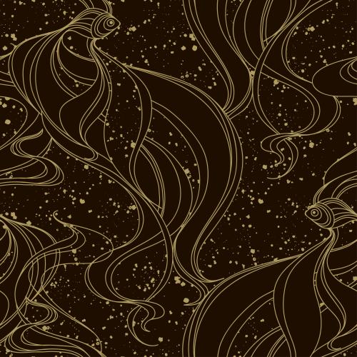 Blot. Vector stylized fish, decorative spots on brown