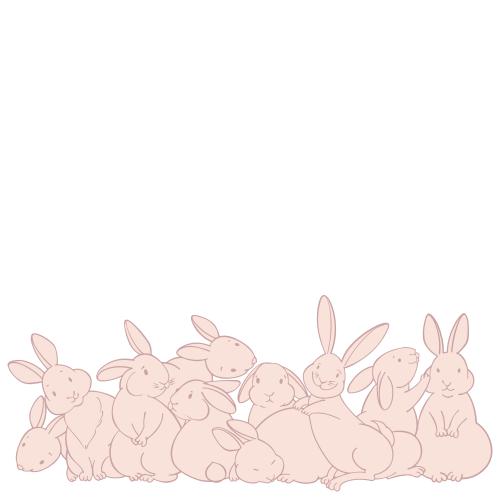 Vector image company of cute bunnies place for text on white