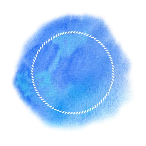 Raster image round frame from sea rope on blue watercolor