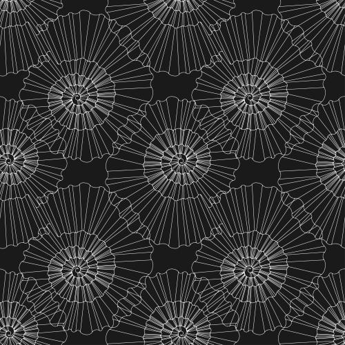 Vector image shells white outlines on black