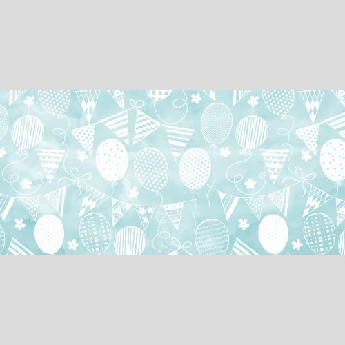 Vector image air balloons garlands flowers on blue watercolor