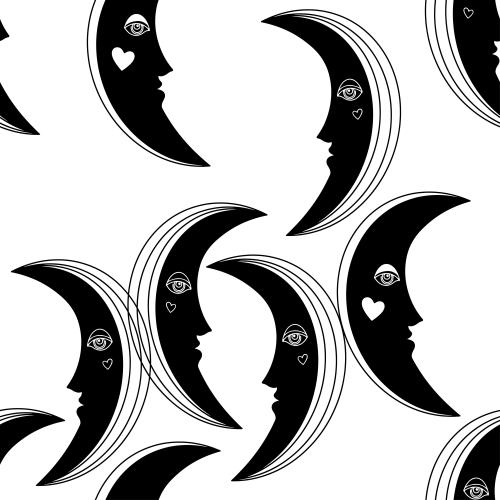 Moon. Vector decorative moon on white