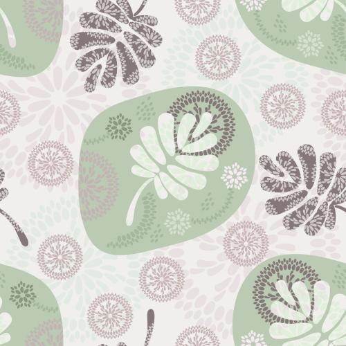 Vector image abstract leaves and flowers pastel tones
