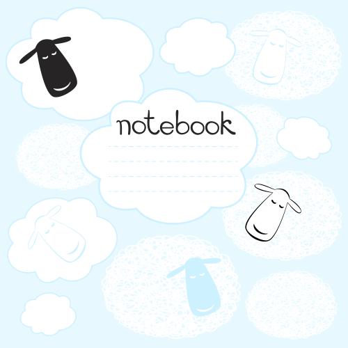 Cloud. Vector cartoon sheep, clouds and text space on blue